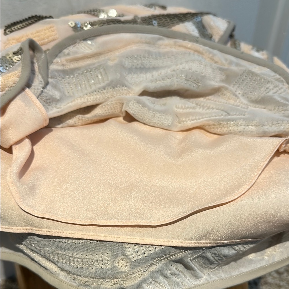 Hale Bob Pink White and Silver Bubble Mini Skirt with Sequin Embellishments XS - Picture 8 of 8
